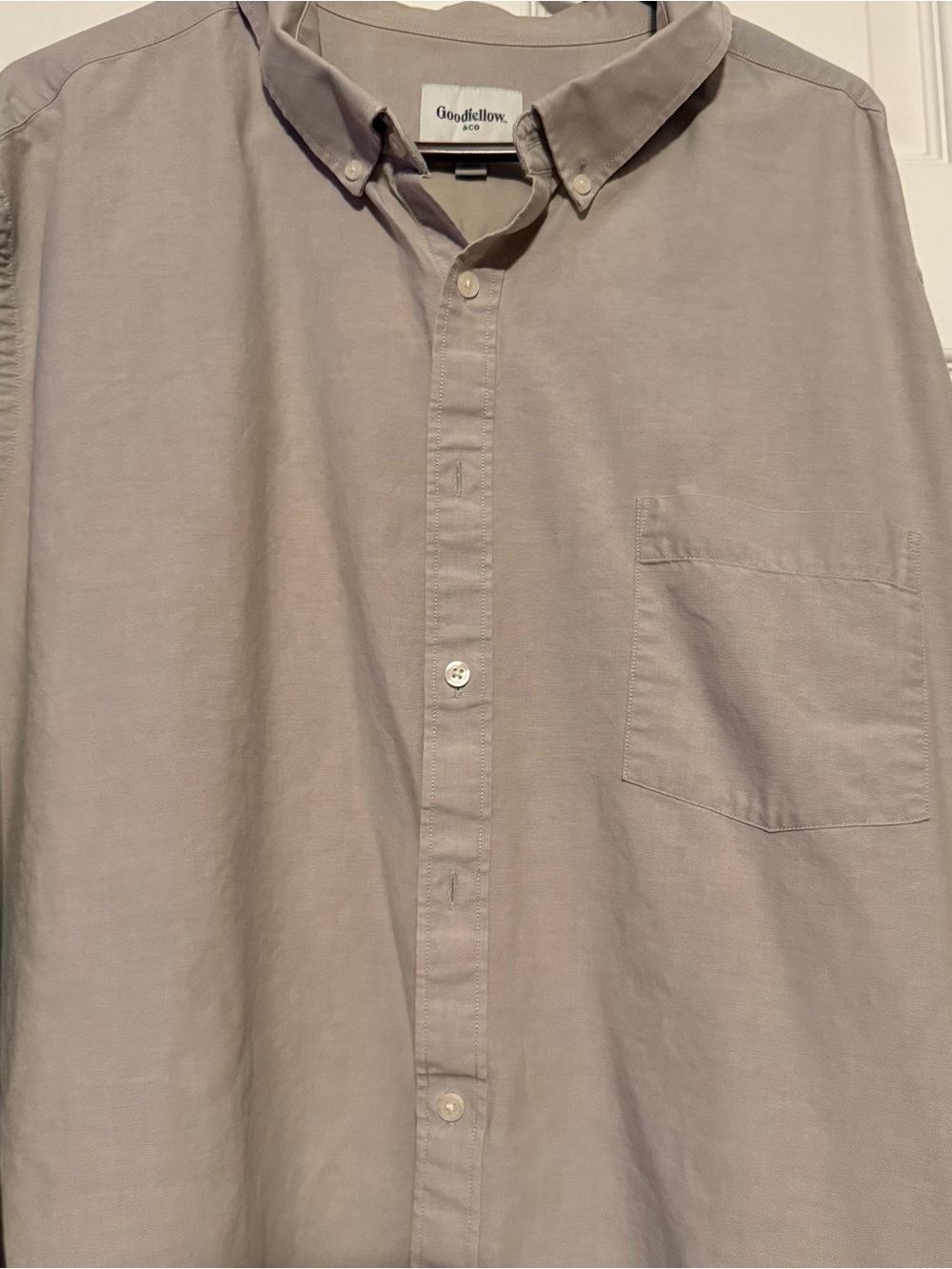 Goodfellow & Co Light Grey Taupe Button-Down Pocket Shirt
